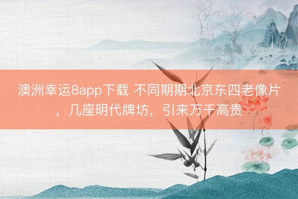 澳洲幸运8app下载 不同期期北京东四老像片,几座明代牌坊,引来万千高贵