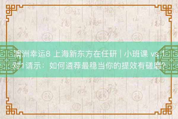 澳洲幸运8 上海新东方在任研 | 小班课 vs 1对1请示:如何遴荐最稳当你的提效有磋磨?