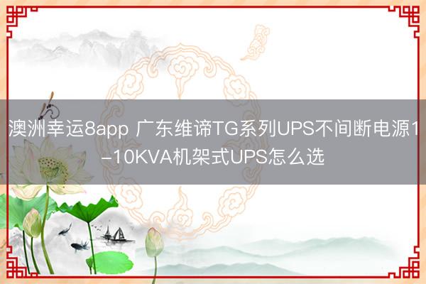 澳洲幸运8app 广东维谛TG系列UPS不间断电源1-10KVA机架式UPS怎么选
