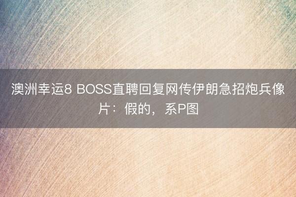 澳洲幸运8 BOSS直聘回复网传伊朗急招炮兵像片：假的，系P图