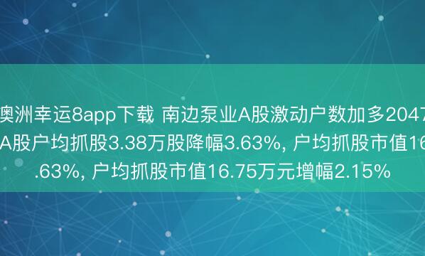 澳洲幸运8app下载 南边泵业A股激动户数加多2047户增幅3.76%， 运动A股户均抓股3.38万股降幅3.63%， 户均抓股市值16.75万元增幅2.15%