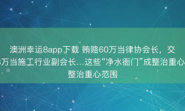 澳洲幸运8app下载 贿赂60万当律协会长，交1.98万当施工行业副会长…这些“净水衙门”成整治重心范围