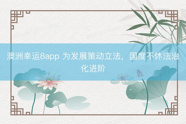 澳洲幸运8app 为发展策动立法,国度不休法治化进阶