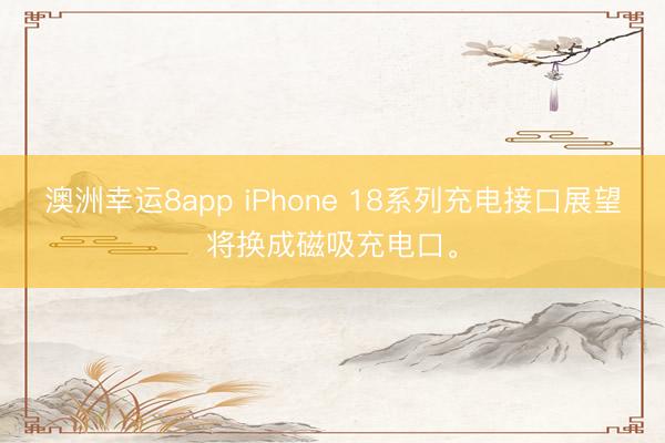 澳洲幸运8app iPhone 18系列充电接口展望将换成磁吸充电口。
