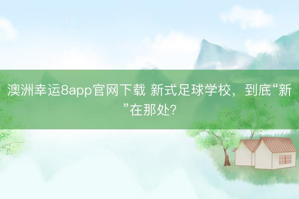 澳洲幸运8app官网下载 新式足球学校,到底“新”在那处?