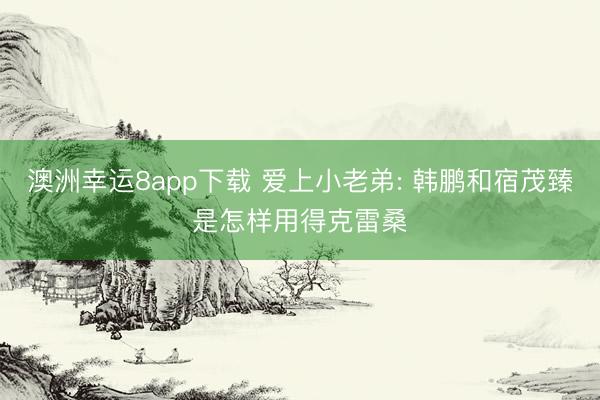 澳洲幸运8app下载 爱上小老弟: 韩鹏和宿茂臻是怎样用得克雷桑