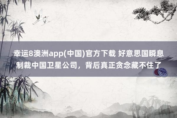 幸运8澳洲app(中国)官方下载 好意思国瞬息制裁中国卫星公司，背后真正贪念藏不住了