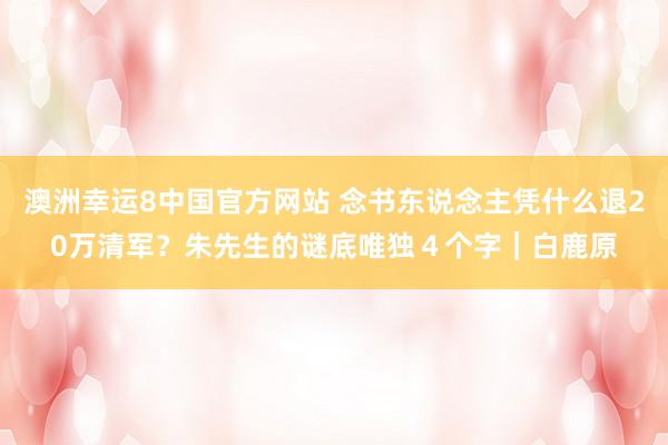 澳洲幸运8中国官方网站 念书东说念主凭什么退20万清军？朱先生的谜底唯独４个字｜白鹿原