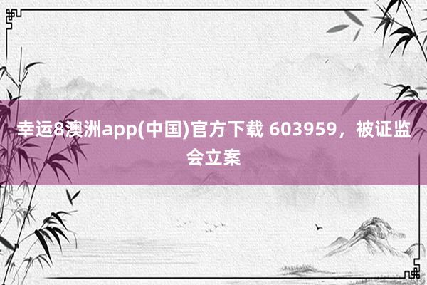 幸运8澳洲app(中国)官方下载 603959，被证监会立案