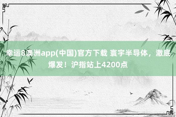 幸运8澳洲app(中国)官方下载 寰宇半导体，澈底爆发！沪指站上4200点