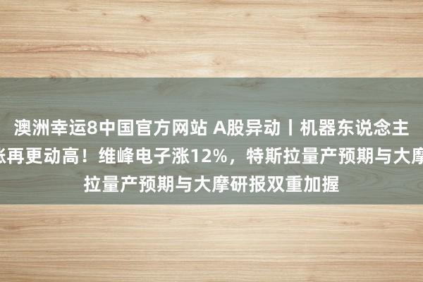 澳洲幸运8中国官方网站 A股异动丨机器东说念主观点指数4连涨再更动高！维峰电子涨12%，特斯拉量产预期与大摩研报双重加握