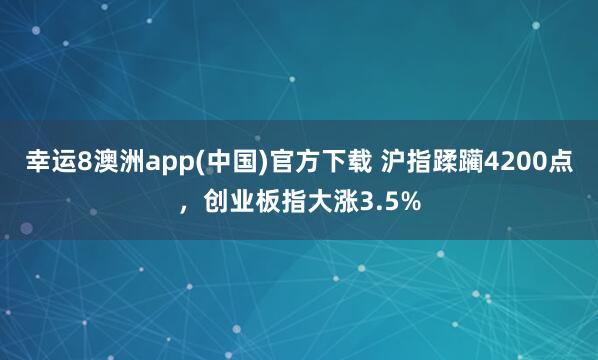 幸运8澳洲app(中国)官方下载 沪指蹂躏4200点，创业板指大涨3.5%