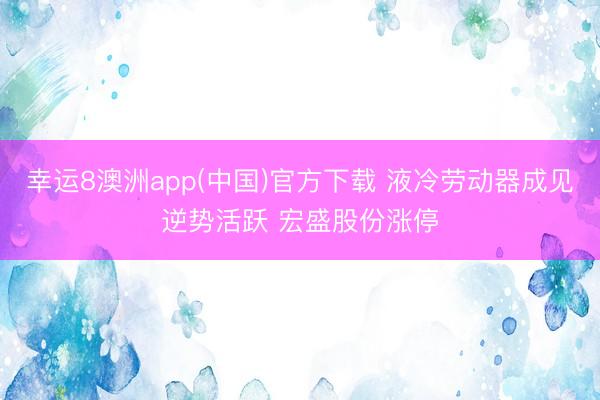 幸运8澳洲app(中国)官方下载 液冷劳动器成见逆势活跃 宏盛股份涨停