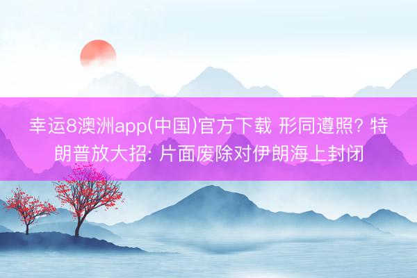 幸运8澳洲app(中国)官方下载 形同遵照? 特朗普放大招: 片面废除对伊朗海上封闭