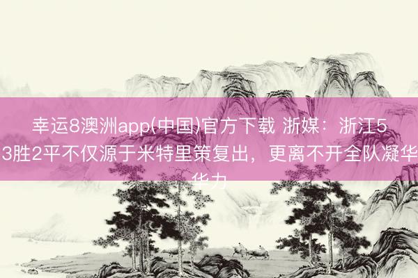 幸运8澳洲app(中国)官方下载 浙媒：浙江5月3胜2平不仅源于米特里策复出，更离不开全队凝华力