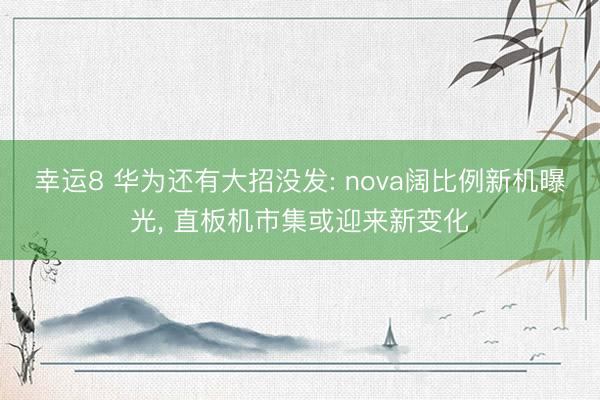 幸运8 华为还有大招没发: nova阔比例新机曝光, 直板机市集或迎来新变化