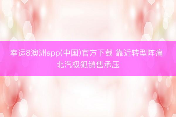 幸运8澳洲app(中国)官方下载 靠近转型阵痛 北汽极狐销售承压