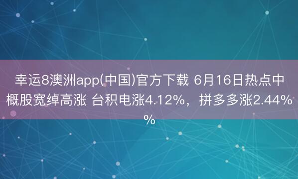 幸运8澳洲app(中国)官方下载 6月16日热点中概股宽绰高涨 台积电涨4.12%，拼多多涨2.44%