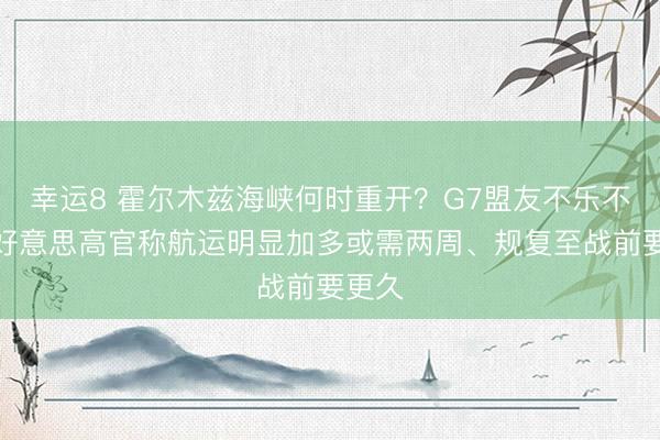 幸运8 霍尔木兹海峡何时重开？G7盟友不乐不雅，好意思高官称航运明显加多或需两周、规复至战前要更久