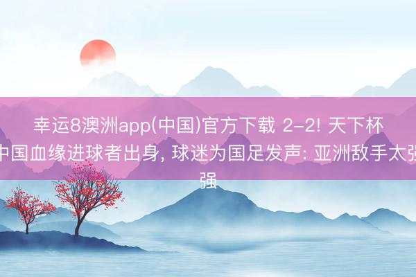 幸运8澳洲app(中国)官方下载 2-2! 天下杯中国血缘进球者出身, 球迷为国足发声: 亚洲敌手太强