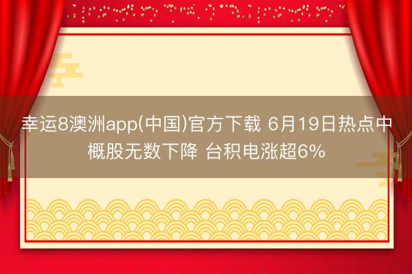 幸运8澳洲app(中国)官方下载 6月19日热点中概股无数下降 台积电涨超6%